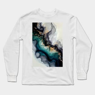 Salty Waters - Abstract Alcohol Ink Resin Art Long Sleeve T-Shirt